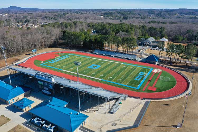 Denmark High School football field aerial view