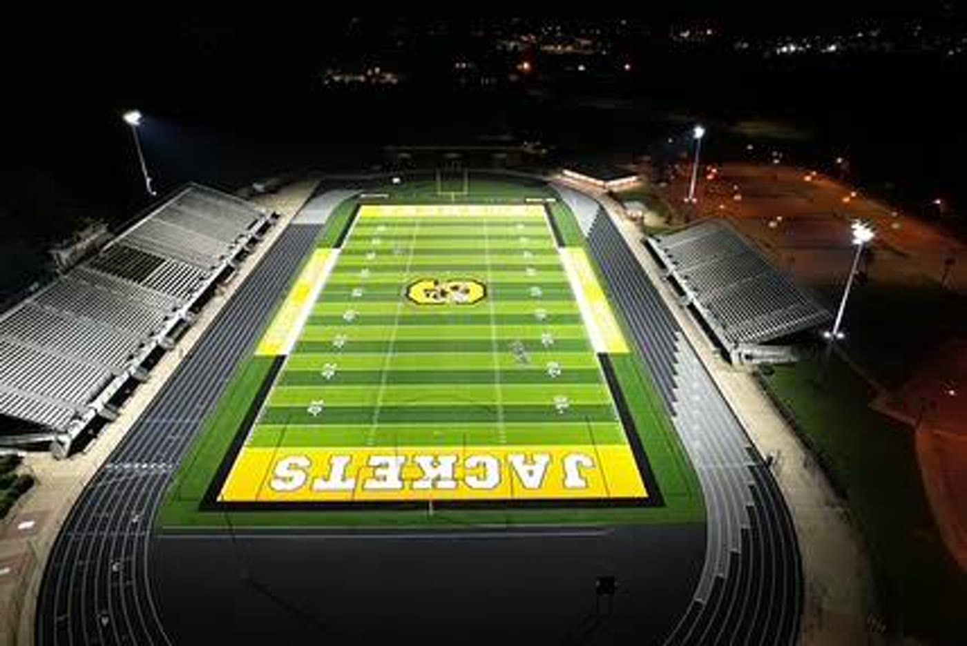 Starkville High School Yellow Jacket Stadium at night